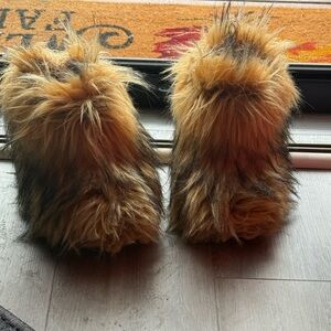 Furry Brown and Black Boots